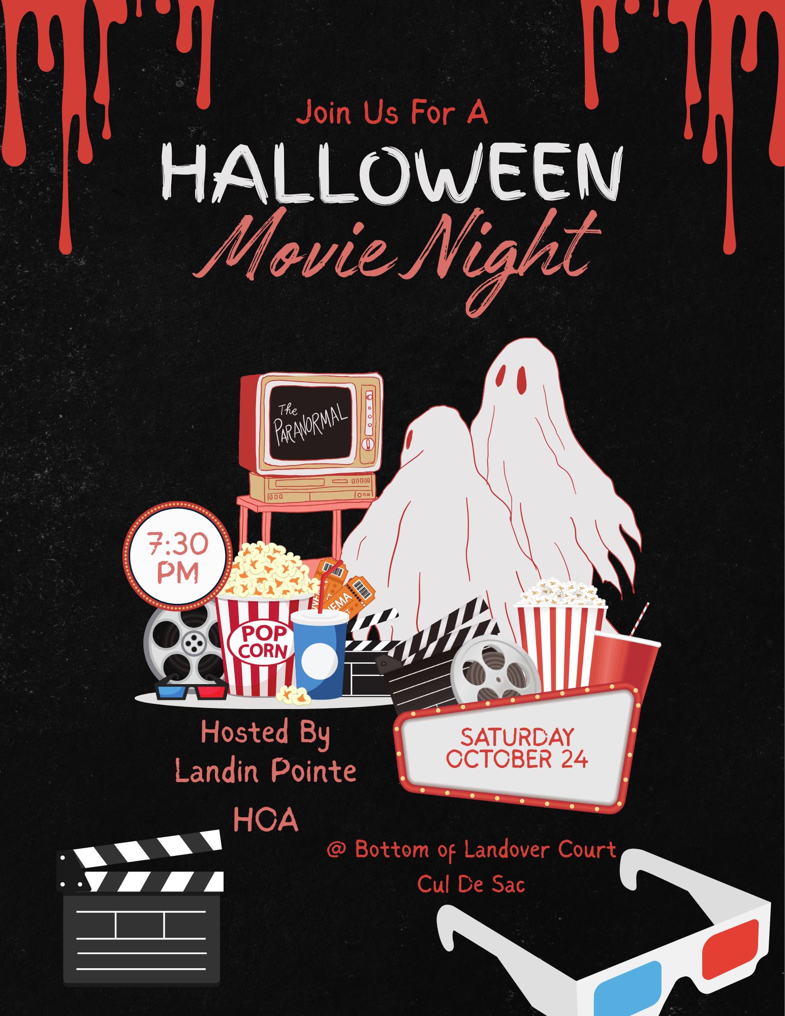 Halloween movie night flyer